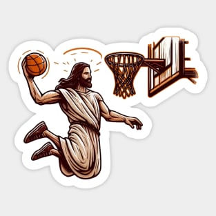 Funny Basketball Retro Jesus Christ Sticker